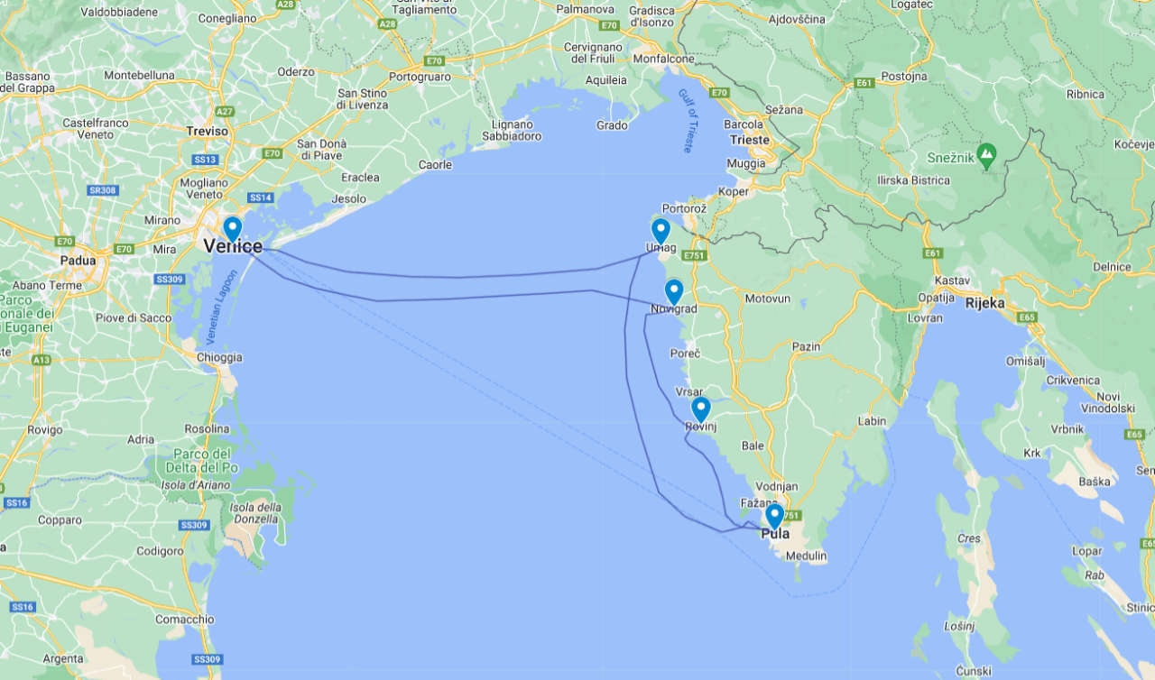 7-days itinerary Pula- Venezia - Pula